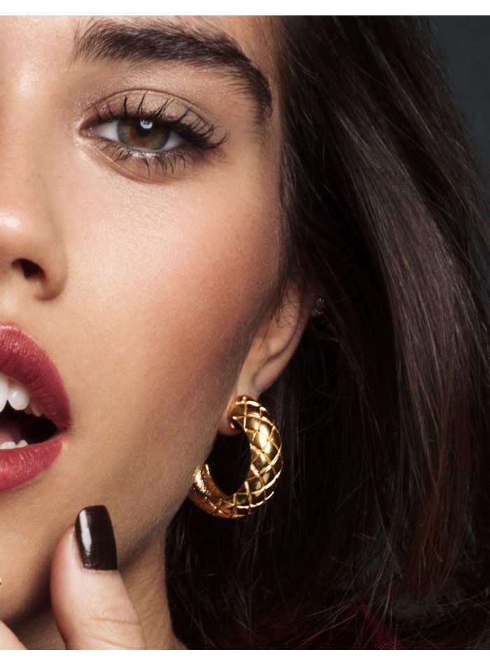 Wide crocodile print hoop earrings