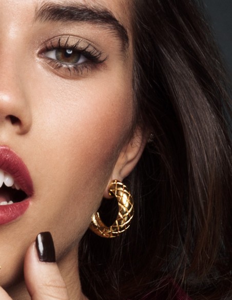 Wide crocodile print hoop earrings