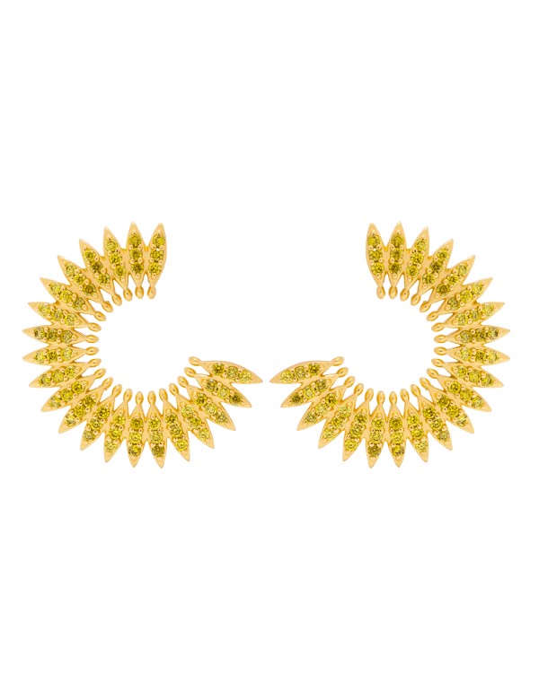 Gold plated circular earrings with zirconias 2