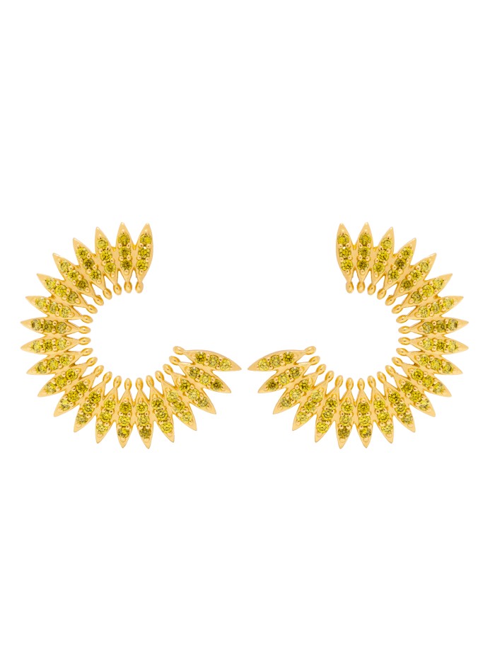 Pendientes dorados circulares con circonitas