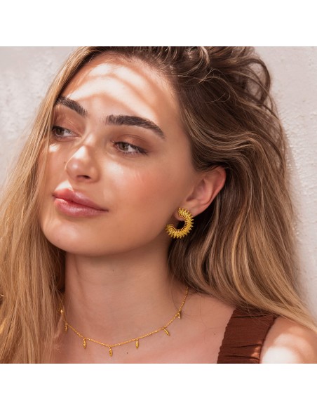 Gold plated circular earrings with zirconias