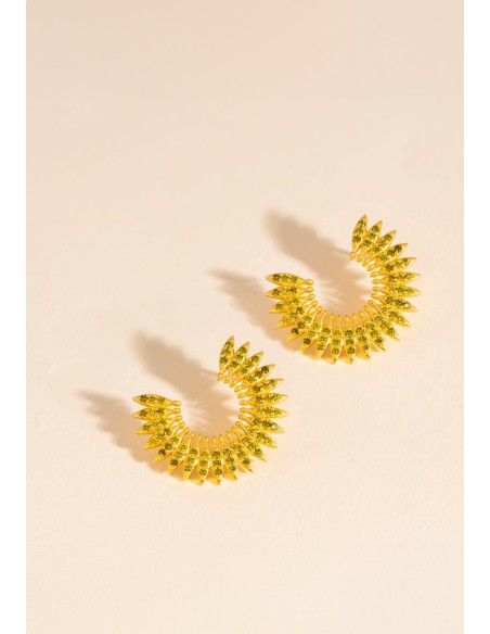 Gold plated circular earrings with zirconias