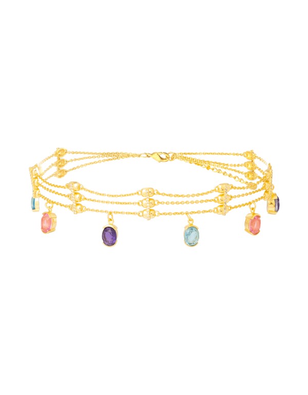 Gold choker with multicolored rhinestones