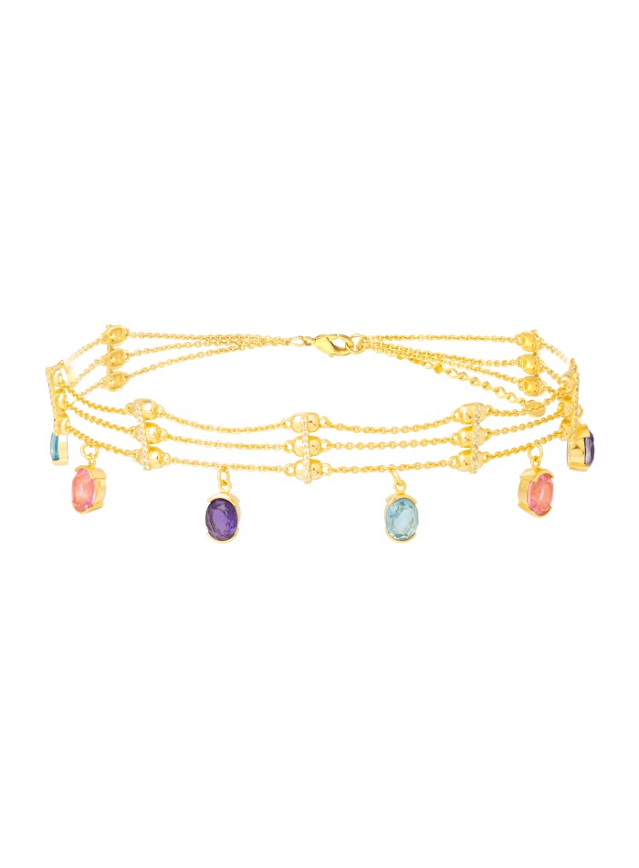 Choker dorado con pedrería multicolor