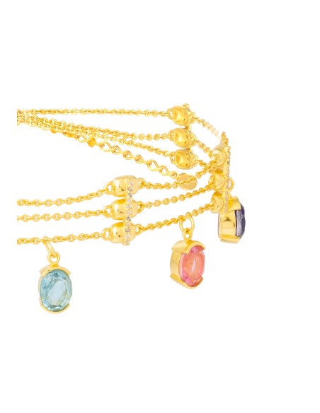 Tour de cou en or avec strass multicolores