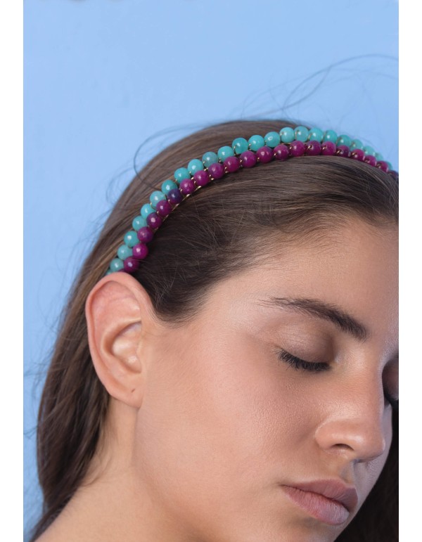 Double party headband with agate beads 2