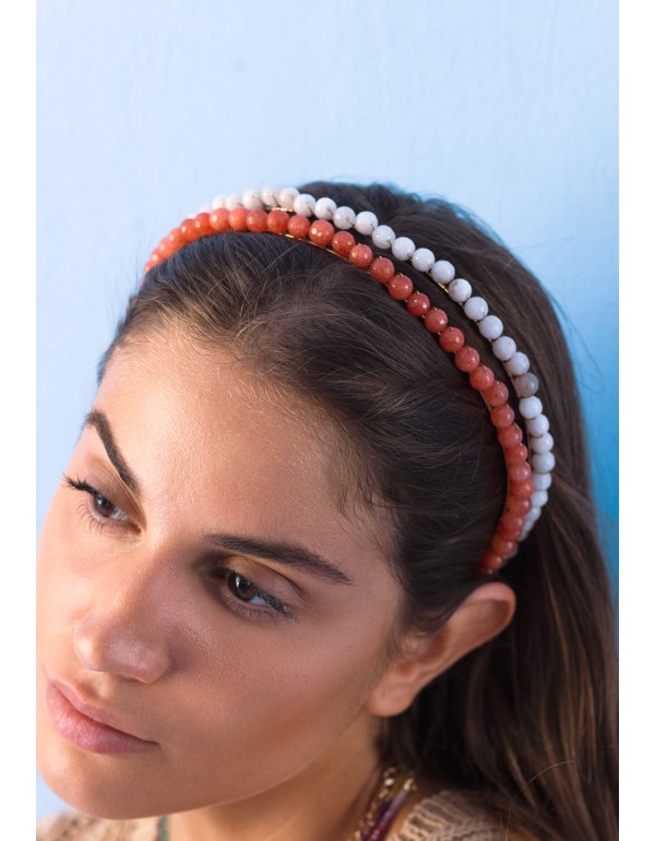 Diadema de fiesta doble naranja y blanco 2
