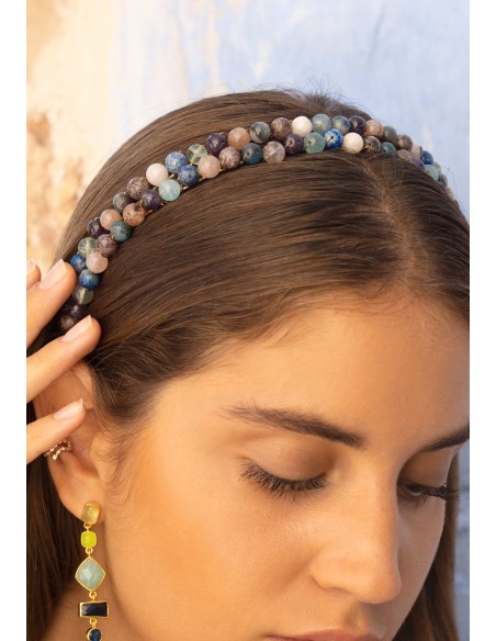 Diadema de fiesta doble multicolor con bolitas