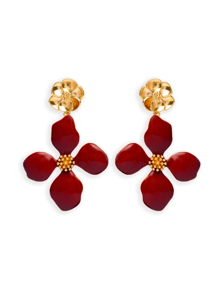 Garnet Flower Shaped Earrings - Cassia