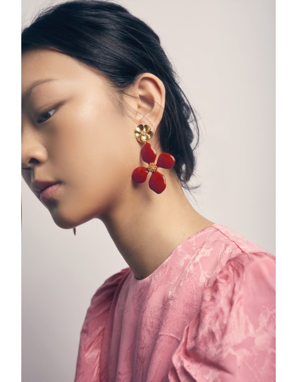 Boucles d'oreilles en forme de fleur en grenat - Cassia 2