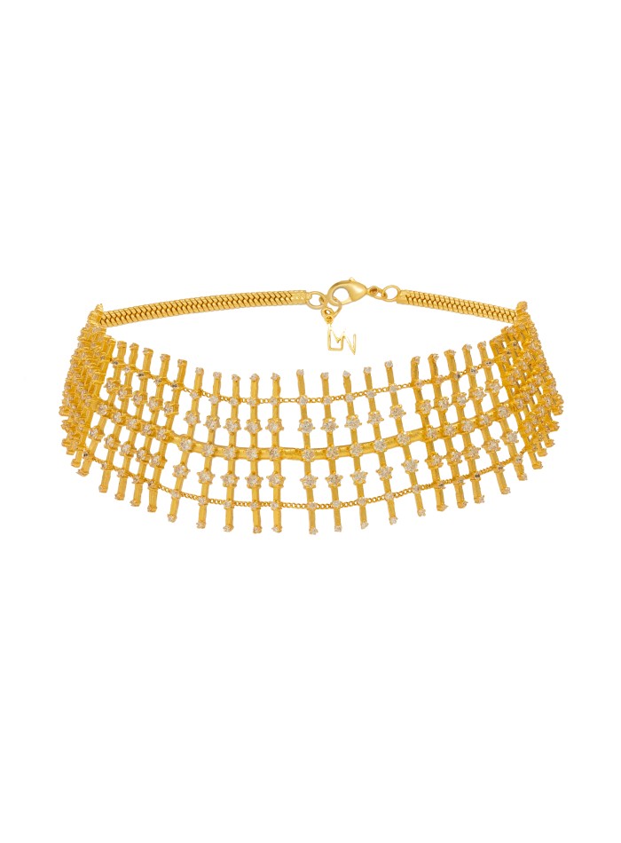 Choker dorado con circonitas