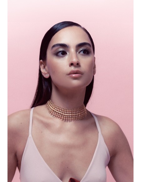 Gold-plated choker with zirconia details