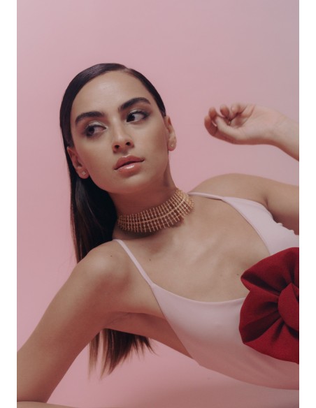 Choker dorado con circonitas