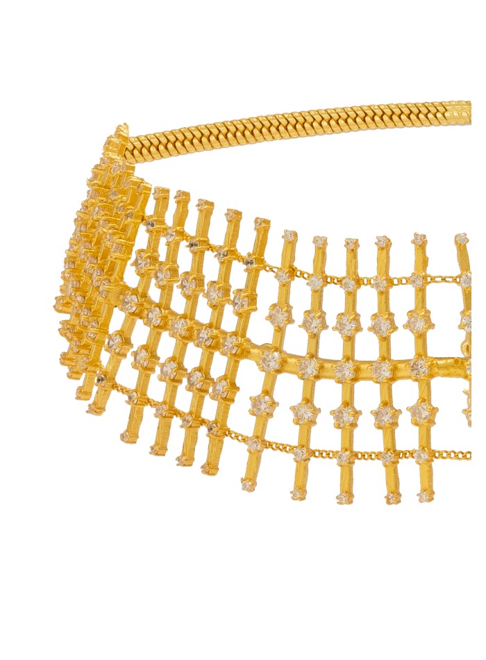 Gold-plated choker with zirconia details
