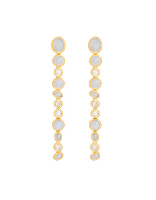 Pendientes largos con múltiples piezas de piedraluna