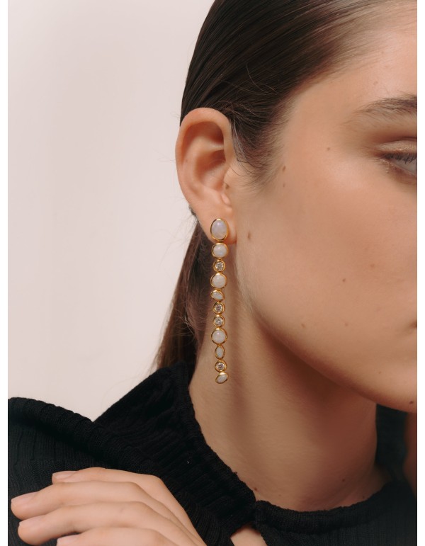 Longues boucles d'oreilles avec plusieurs pierres de lune 2