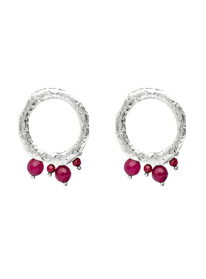 Boucles d'oreilles circulaires en argent avec...