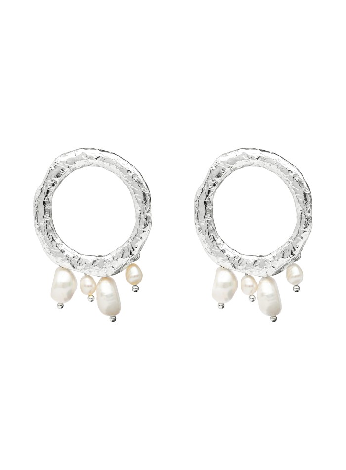 Sterling silver circular party earrings with...