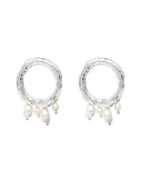 Sterling silver circular party earrings with pearls