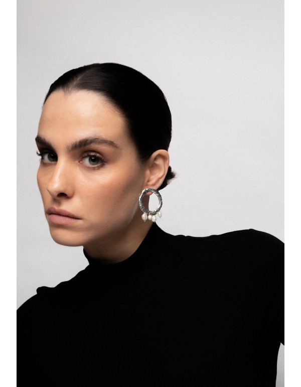 Boucles d'oreilles circulaires en argent sterling avec... 2