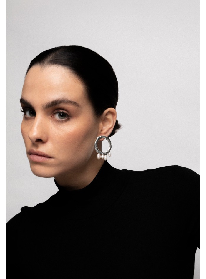 Sterling silver circular party earrings with...