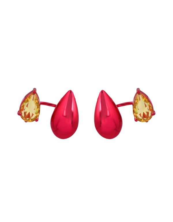 Pendientes fucsia con circonita