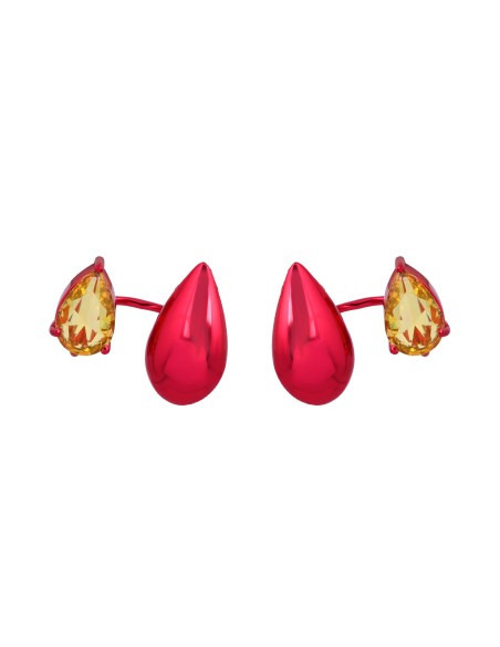 Pendientes fucsia con circonita