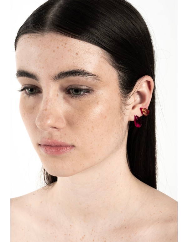 Pendientes fucsia con circonita 2