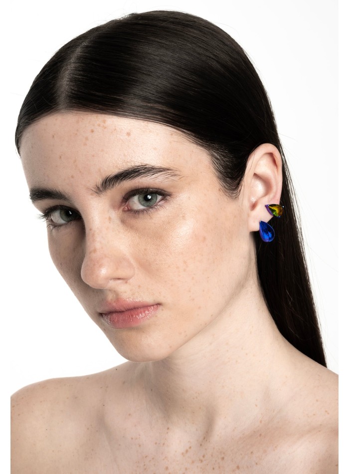 Pendientes azules con circonita