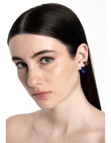 Pendientes azules con circonita