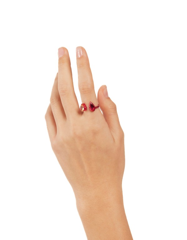 Anillo fucsia con circonita 2