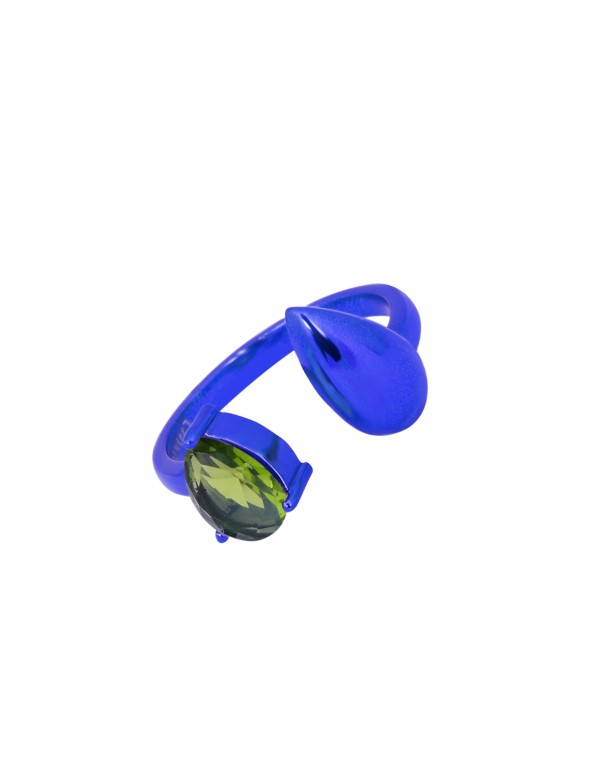 Anillo azul con circonita