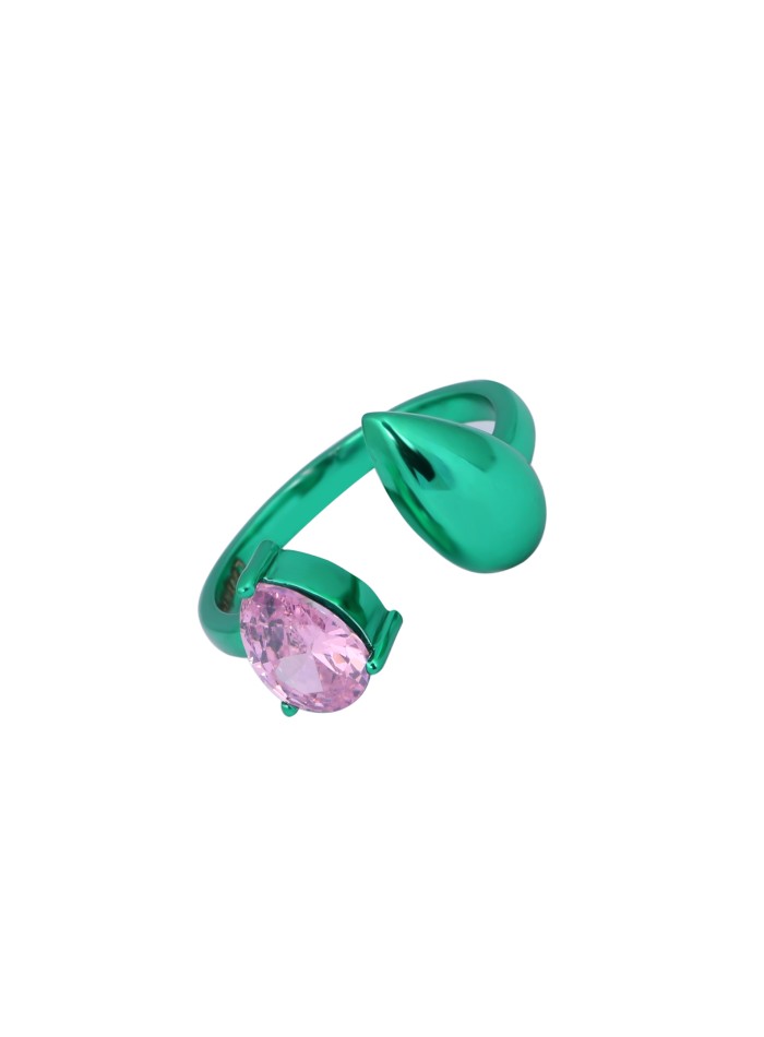 Anillo verde con circonita