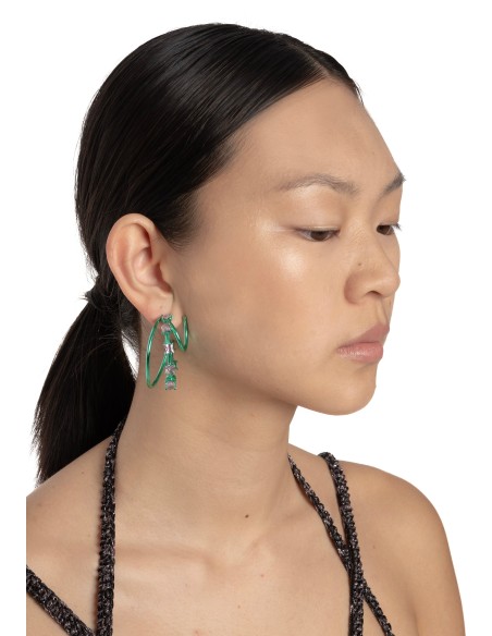 Aros dobles verdes con circonitas