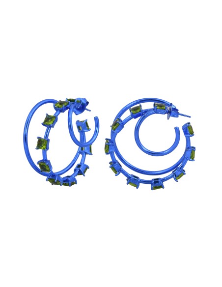 Aros dobles azules con circonitas