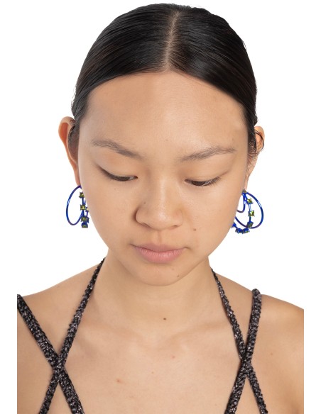 Aros dobles azules con circonitas