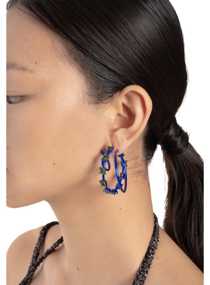 Aros dobles azules con circonitas