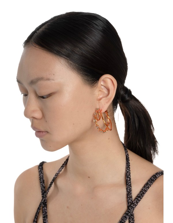 Aros dobles naranja con circonitas 2