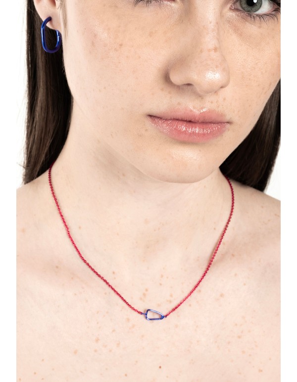 Colgante mosquetón rosa y azul 2