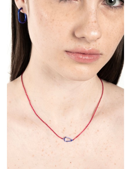 Colgante mosquetón rosa y azul