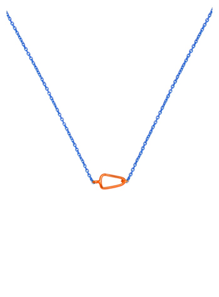 Colgante mosquetón azul y naranja