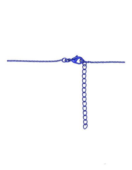 Collar largo con rosa roja y cadena azul