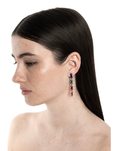Longues boucles d'oreilles multicolores