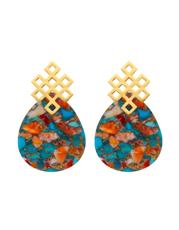 Boucles d'oreilles en forme de nœud sans fin multicolore