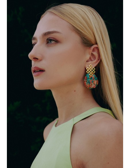 Boucles d'oreilles en forme de nœud sans fin multicolore