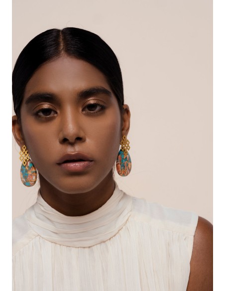 Boucles d'oreilles en forme de nœud sans fin multicolore