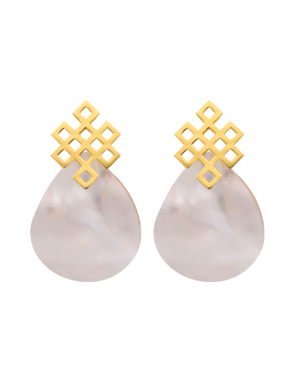 Boucles d'oreilles en nacre avec nœud sans fin