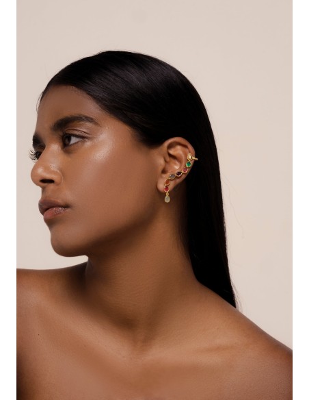 Earcuff style earrings with colored stones