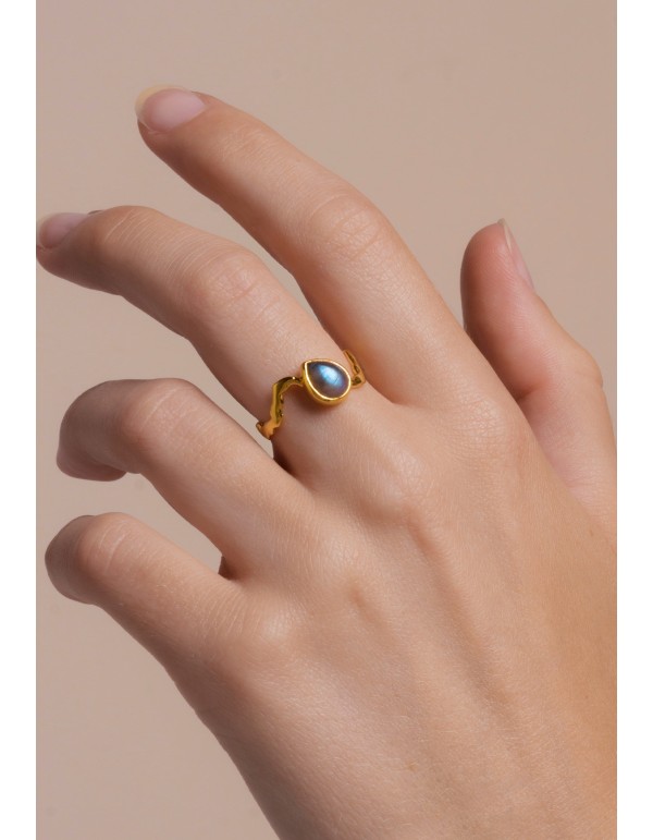 Bague plaquée or avec pierre précieuse 2