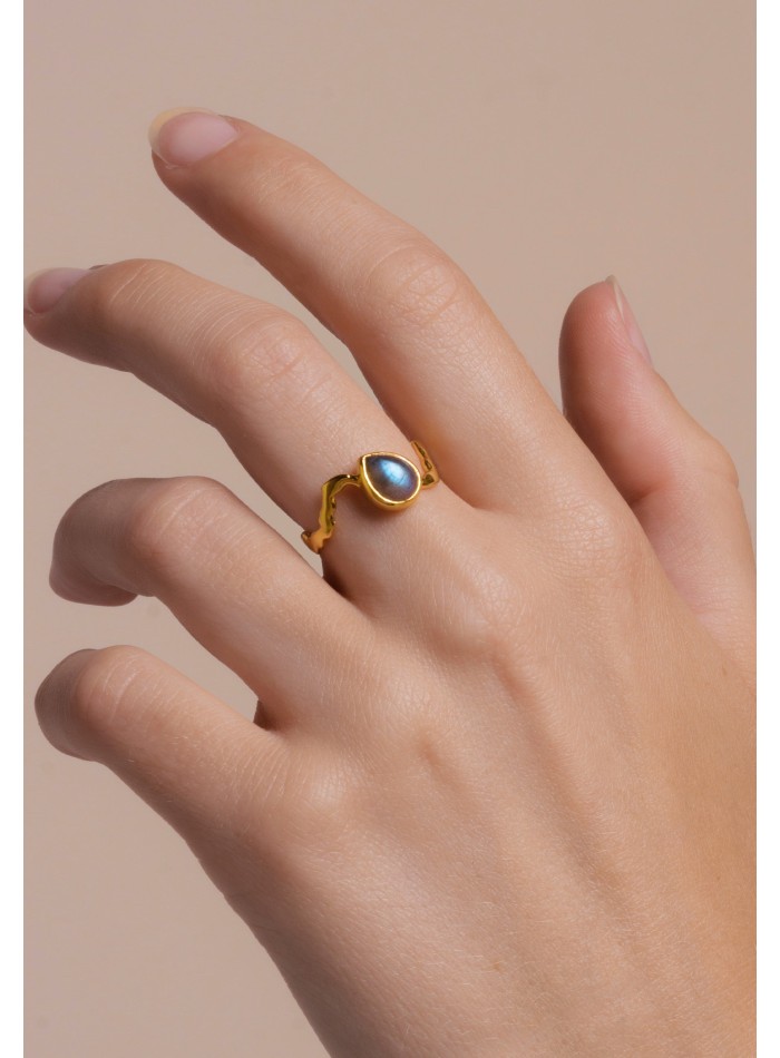 Golden ring with precious stone